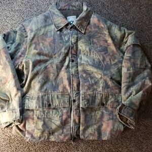 VINTAGE  10X An American Tradition Woodland Brown Camo Fleece VERY WARM COAT